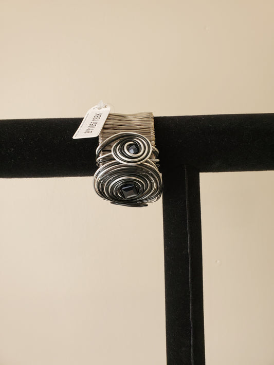 Black & Silver Tweeded Bracelet